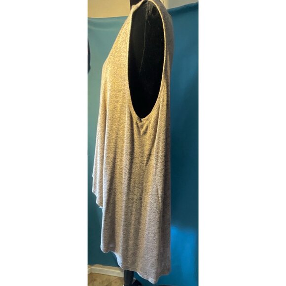 Heather Gray Open Front Sleeveless Cardigan Vest By Olivia Sky XL Lightweight Kn - Picture 3 of 6